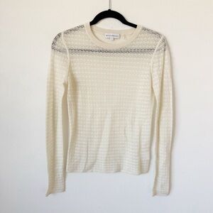 White + Warren Pointelle Extra Fine Wool Sweater Sz S